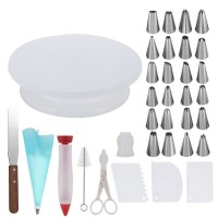 Support customization factory hot sell cake decorating supplies / 34 cake decorating kit with cake decorating turntable set