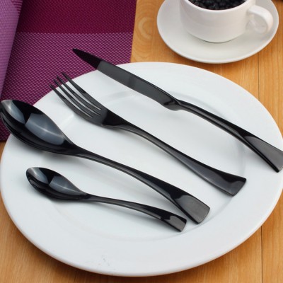 stainless steel black cutlery set with distribution kit gift box flatware set