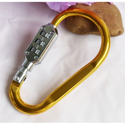 3-Digit Combination Padlock ,Carabiner Lock D-Ring Clip Hook Camping Keychain