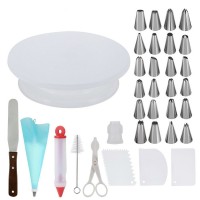 Europe hot cake turntable set cake stand icing piping tips Pastry bags scraper spatula cake decorating tools kit