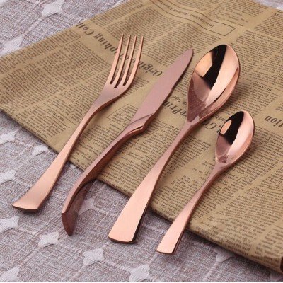 Wholesale Rose Gold Cutlery Set Hotel And Restaurant Stainless Steel Elegant Rose Gold Flatware Set Can Be customize Logo