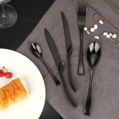 Wholesale Black Cutlery Set High Quality Hotel And Restaurant Stainless Steel Elegant Black Flatware Set Can Be customize Logo